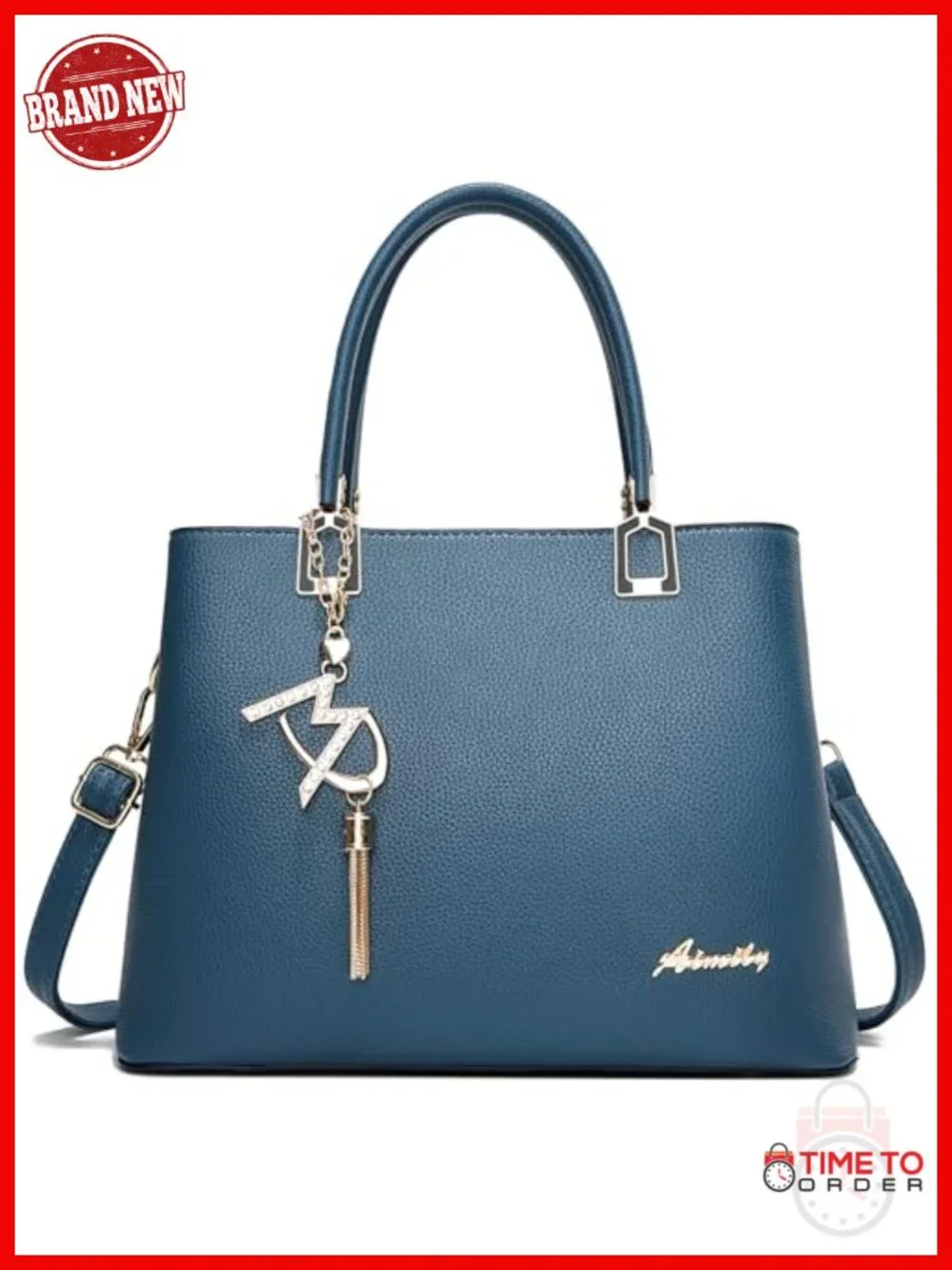 Faux Leather Satchel Tote Bag with Crossbody Strap
